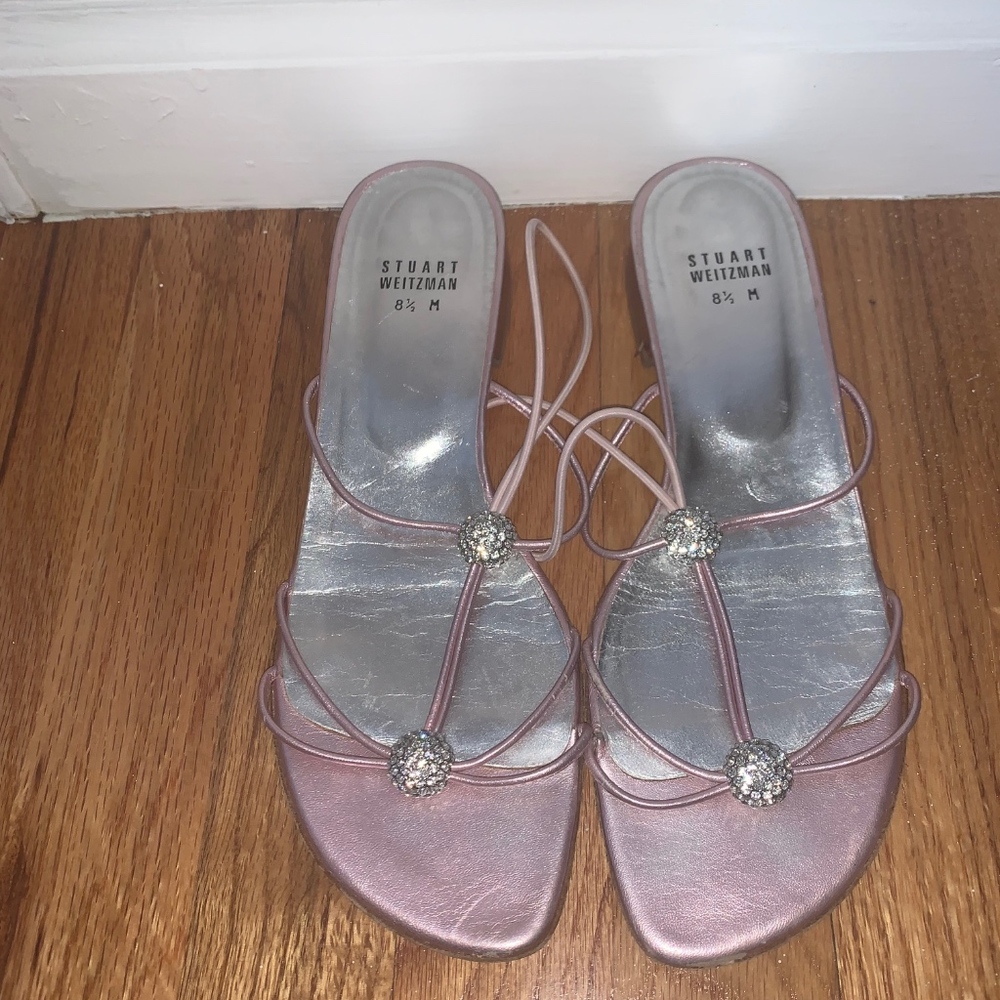 Stuart Weitzman Pink Sandals with embellishment